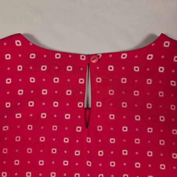 Worthington Vintage Pink Geometric‎ Blouse Large Short Sleeve Mod Retro 80s - Picture 8 of 10